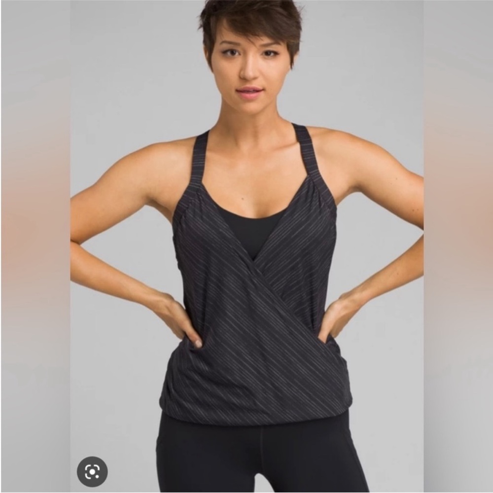 Prana Kaewe Support Athletic Workout Yoga Tank Top Black/White L